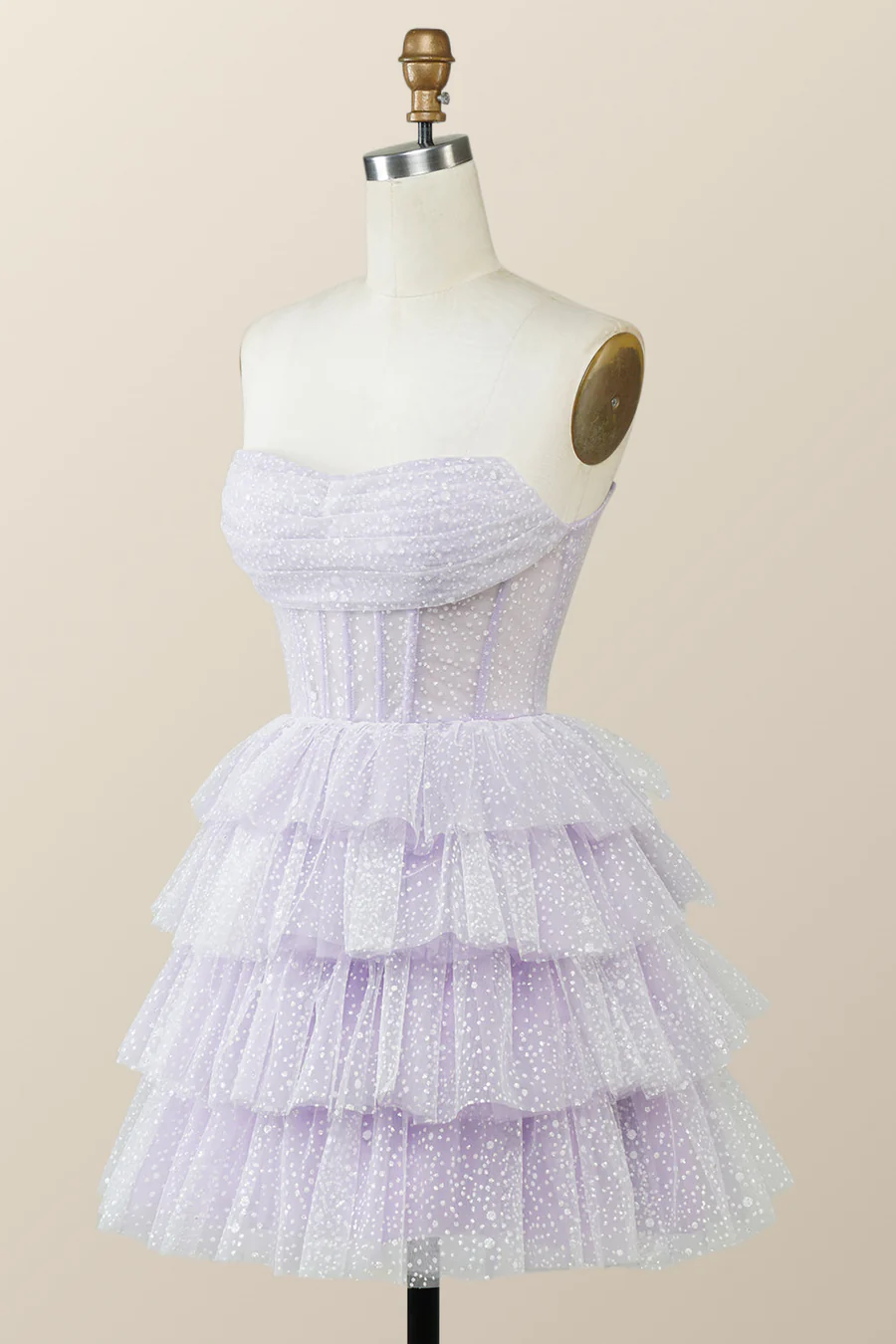 Lavender Strapless Cowl Neck Short A-line Homecoming Dress  Y2780