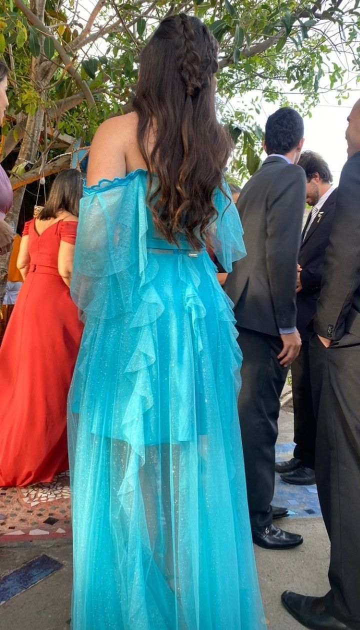 Off The Shoulder Blue Long Prom Dress,Charming Blue Evening Dress Y2395