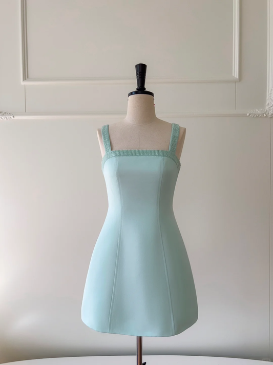 Elegant Mint Green Satin A Line Birthday Outfits 8th Grade Homecoming Dress Y8975