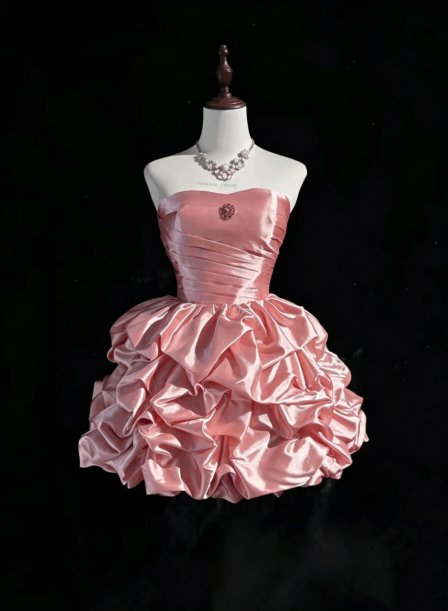 Cute Strapless Satin Pleated A Line Short 17th Birthday Outfits,Pink Short Homecoming Dress SP2925