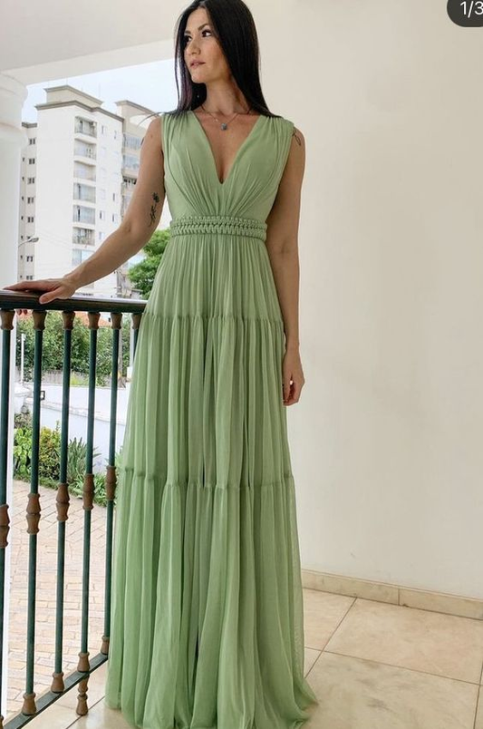 A-line V Neck Long Prom Dress,Bridesmaid Dress Y6158