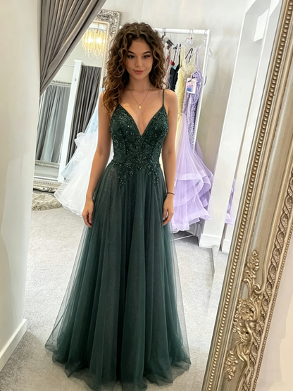 elegant green tulle appliques prom dress party dresses, formal birthday dress Y4543
