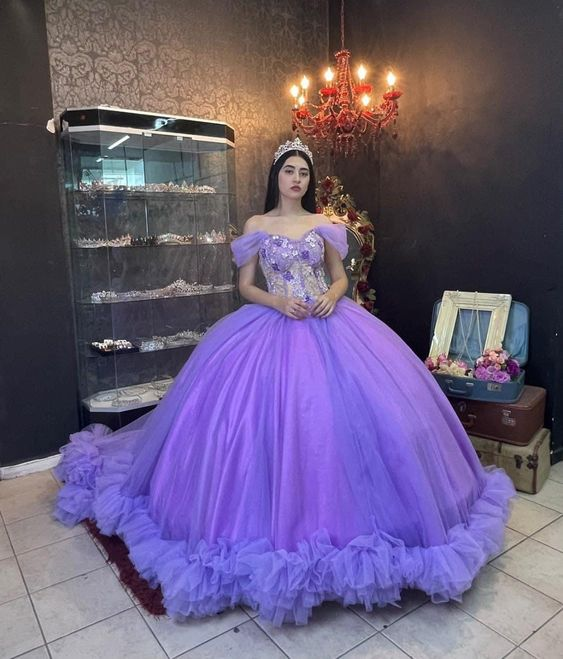 Charming Off The Shoulder Tulle Ball Gown,Sweet 16 Dress Y6028