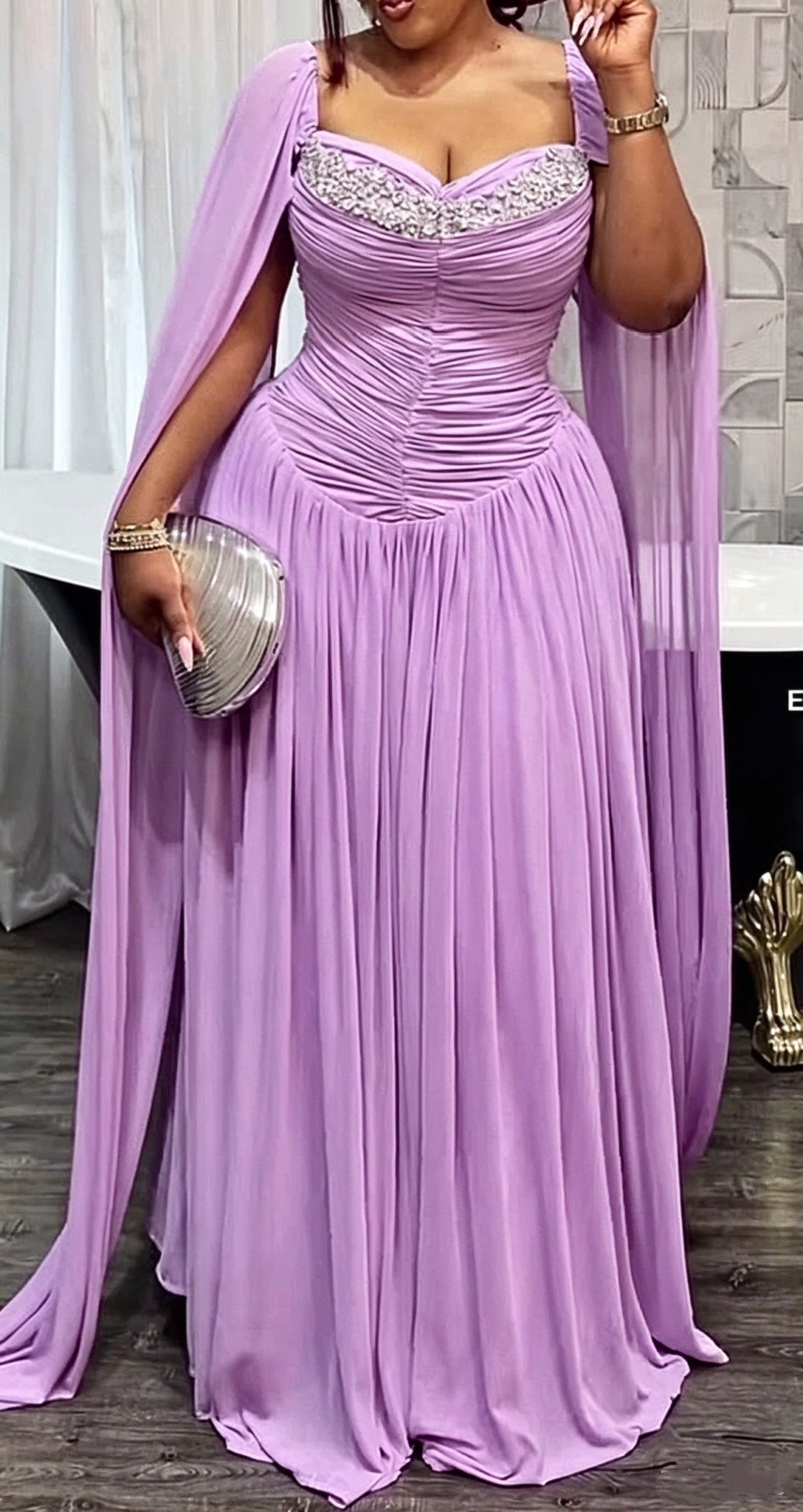 Sexy Purple Chiffon Beaded Party Dress Long Birthday Prom Dress SP4284