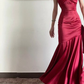 Elegant Burgundy Spaghetti Straps Mermaid Prom Dress,Trendy Dress Y4797