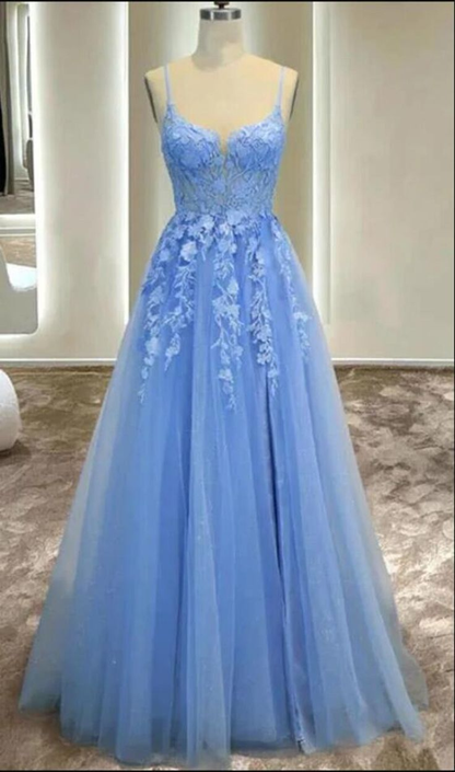 Light Blue Girls Formal Dress Prom Dress A line Long Party Dress For Girls  Y6812