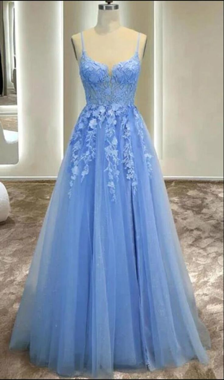 Light Blue Girls Formal Dress Prom Dress A line Long Party Dress For Girls  Y6812