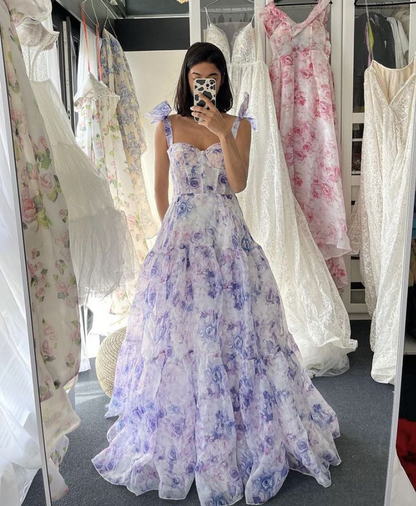 Chic A-line Print Long Prom Dress Formal Dress  Y3021