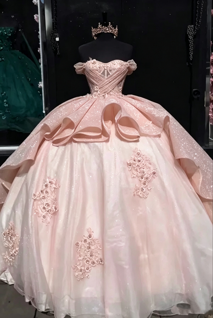 Luxury Quinceanera Dresses Applique Corset Ball Gown Prom Sweet 16 Dress Y4144