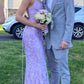 Purple Mermaid Prom Dresses Lace Appliques Evening Party Formal Gowns Y1841