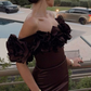 Brown Luxury Mermaid Evening Dress Off The Shoulder Long Prom Dress Y7592