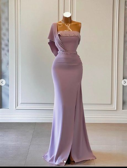 Mermaid Prom Dresses, One Shoulder Prom Dresses, Arabic Evening Dresses Y5622