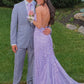 Purple Mermaid Prom Dresses Lace Appliques Evening Party Formal Gowns Y1841