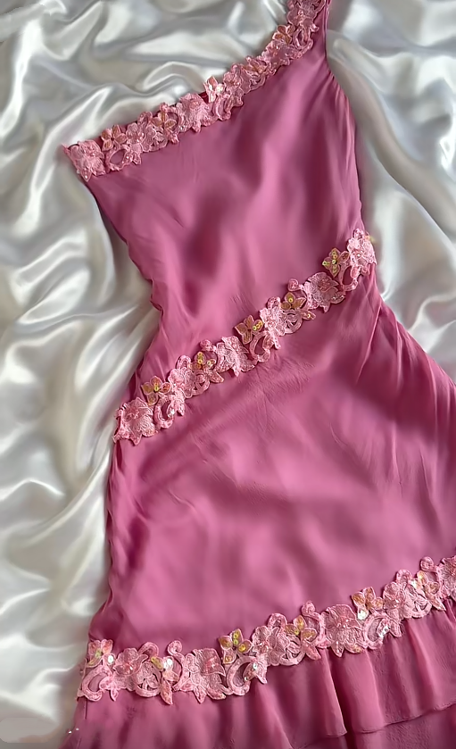 Pretty Pink One Shoulder Chiffon Appliques Short Homecoming Dress Birthday Dress SP3731