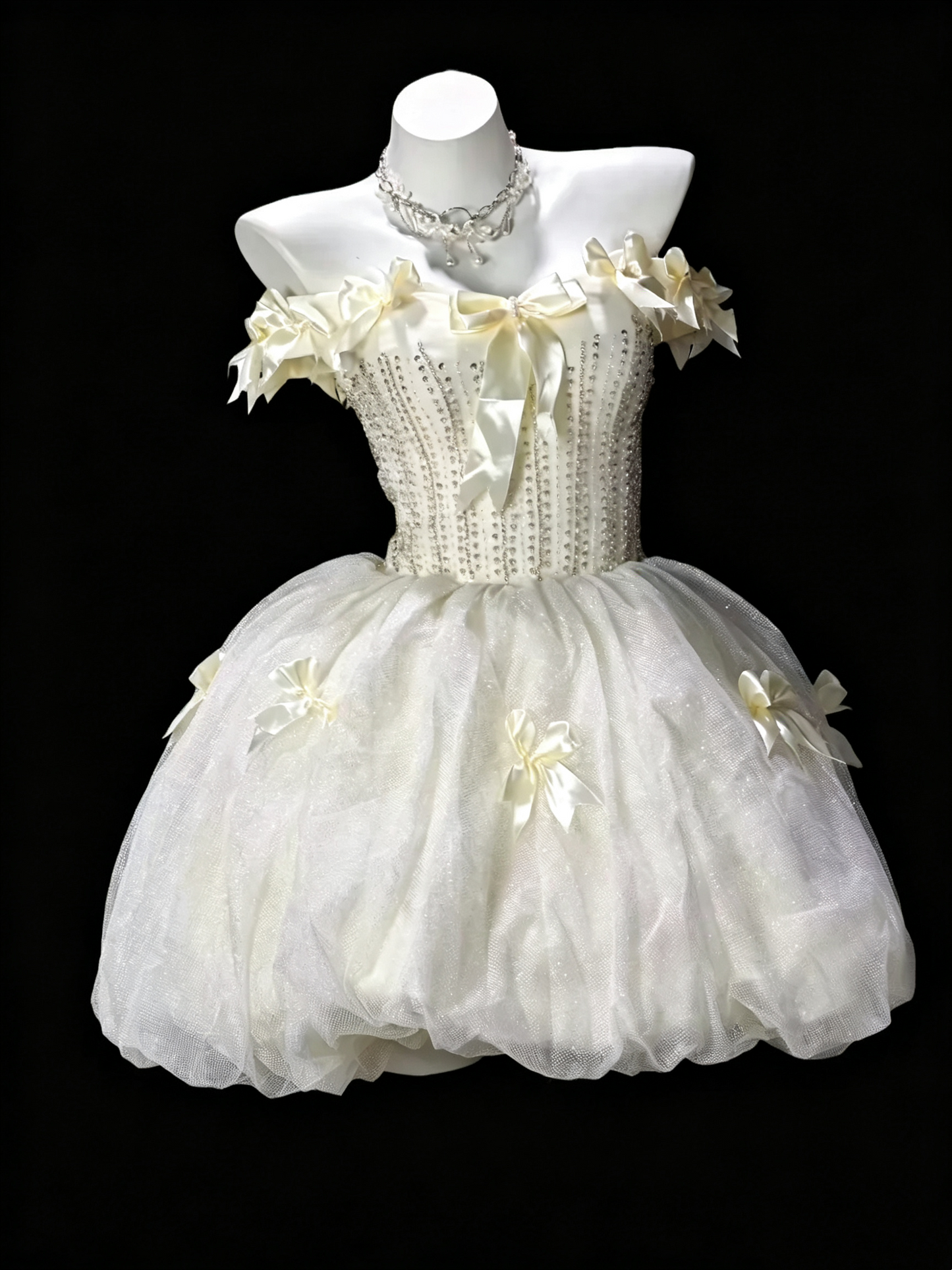 Elegant Pastel Yellow Tulle Satin Beaded A Line Short Graduation Homecoming Dress,Off The Shoulder Mini Birthday Dress With Bow SP3179