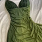 Sexy Halter Ombre Green V Neck Chiffon Long Prom Dress Party Evening Gown Y7484