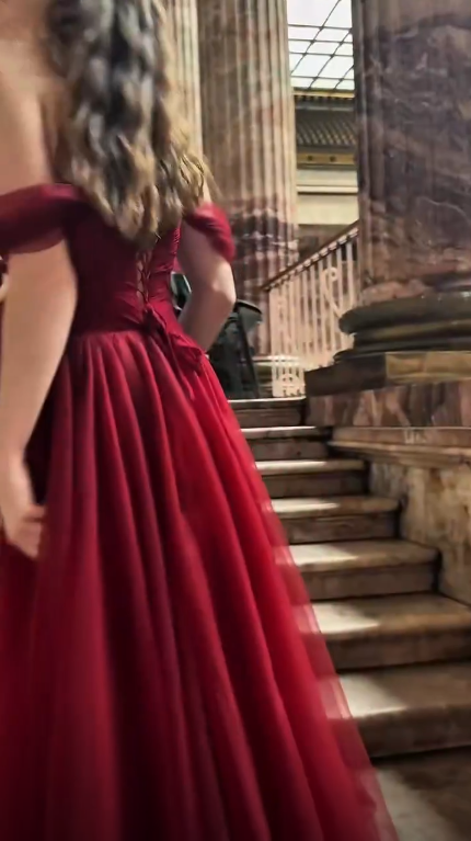 Elegant Off The Shoulder Tulle Long Wedding Guest Dress Burgundy Long Party Dress SP3737