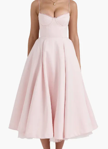 Elegant Spaghetti Straps Pink Satin A Line Long Party Prom Dress With Pockets  Y7501