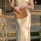 Elegant Square Neck Long Party Dress Beige Satin Mermiad Prom Evening Dress Y7576