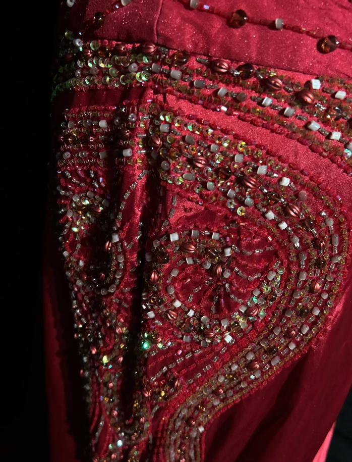 Elegant Halter V Neck Red Satin Beaded Mermaid Prom Dress Long Backless Birthday Party Gowns SP1862