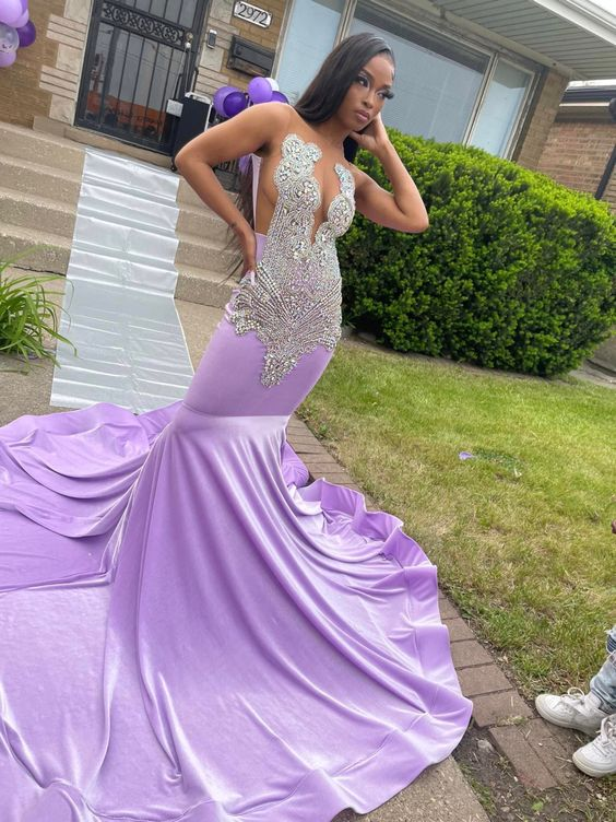 Elegant Purple Mermaid Prom Dress,Purple Formal Gown  Y6629