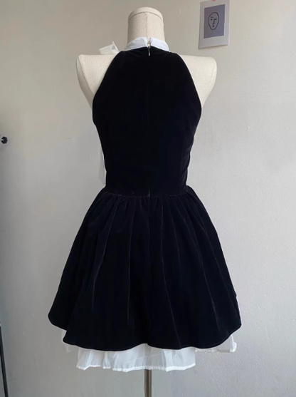 Classy Sleeveless Black Satin A Line Short Birthday Dress Graduation Homecoming Dress Y9031