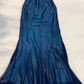 Vintage Halter Beaed Navy Blue Chiffon Mermaid Prom Dress Long Party Evening Dress Y7504