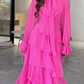 Fashion Chiffon Layered Ruffled  Long Prom Dress Elegant Party Evening Dress Y7617