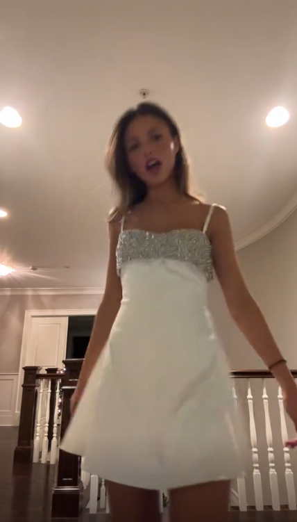 Elegant Spaghetti Straps White Satin Beaded A Line Short Homecoming Dress Birthday Outfits SP2878