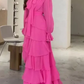 Fashion Chiffon Layered Ruffled  Long Prom Dress Elegant Party Evening Dress Y7617