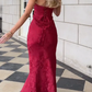 Sexy Halter Deep V Mermaid Print Prom Dress Evening Dress Y7498