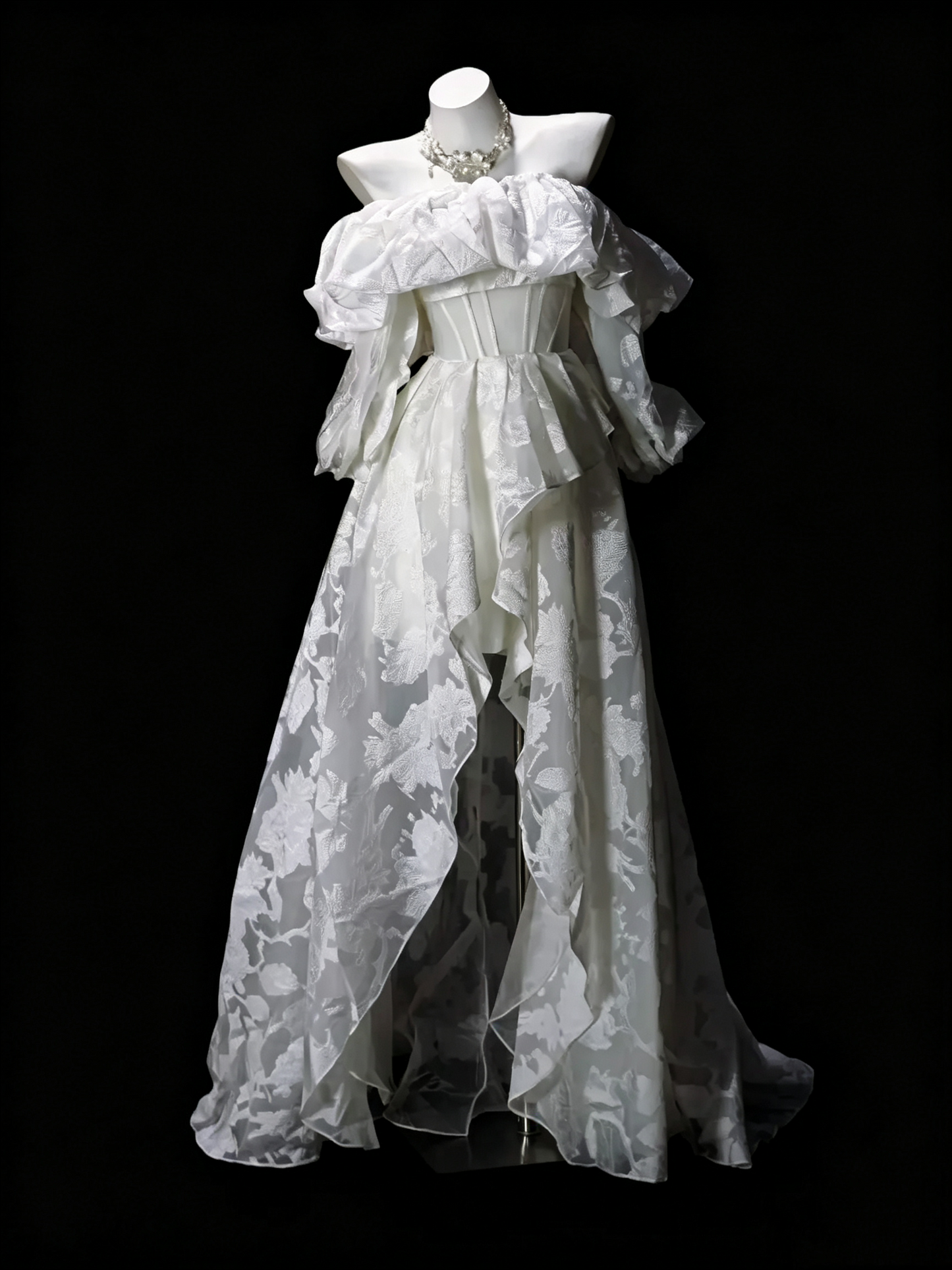 Classy White Off The Lace Floral Long Prom Dress Party Gown SP3193