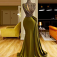 High neck vintage evening dresses long sparkly vintage elegant evening gowns  Y390