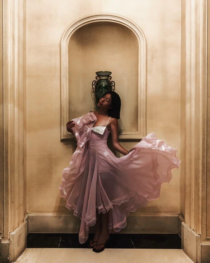 Classy Spaghetti Straps Lilac Chiffon Slit Mermaid Long Party Dress Evening Gown SP2687