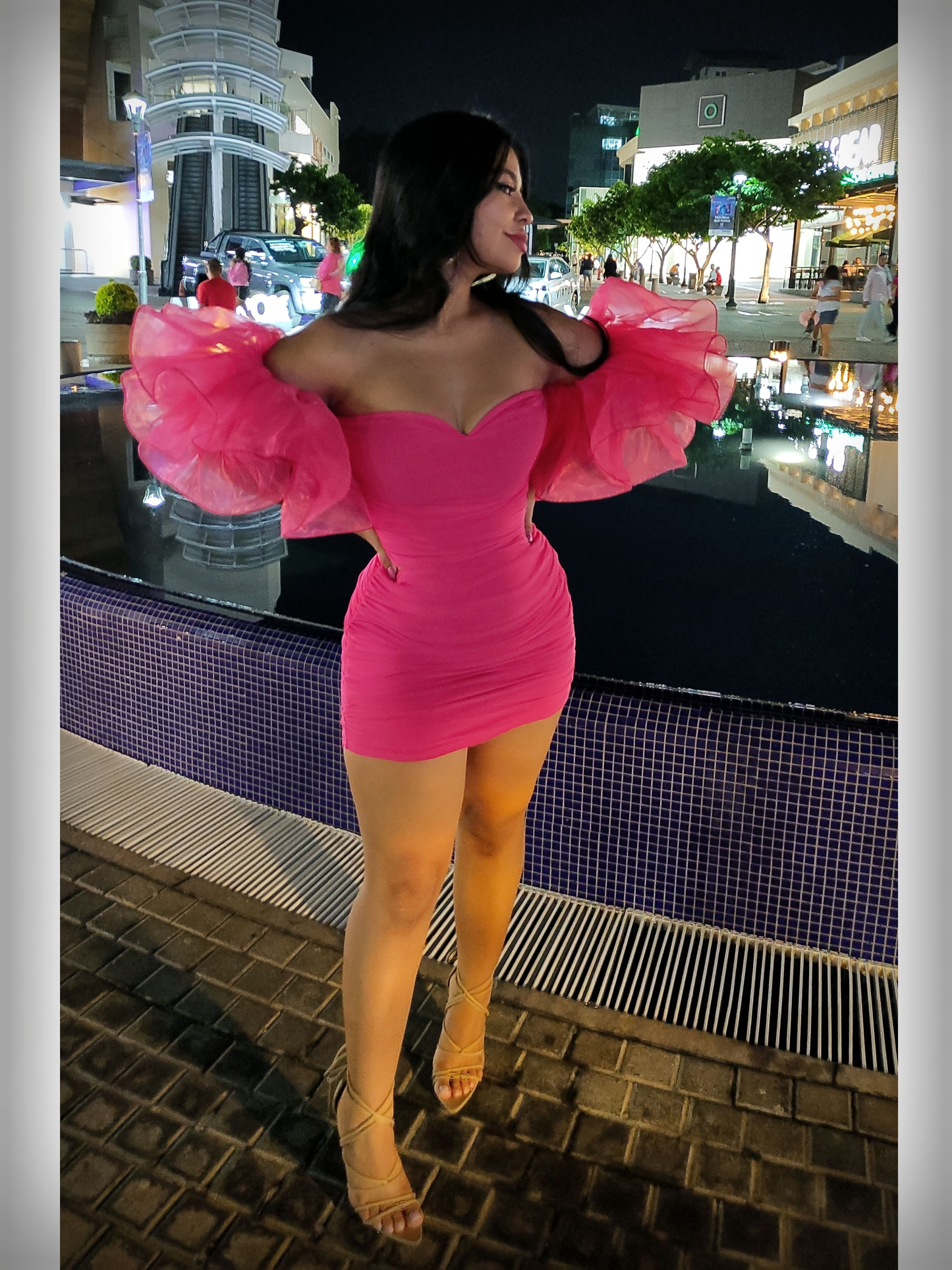 Spring/Summer Birthday Bodycon Pink Frill Off Shoulder Sexy Dress,Trendy Short Homecoming Dress Y5419