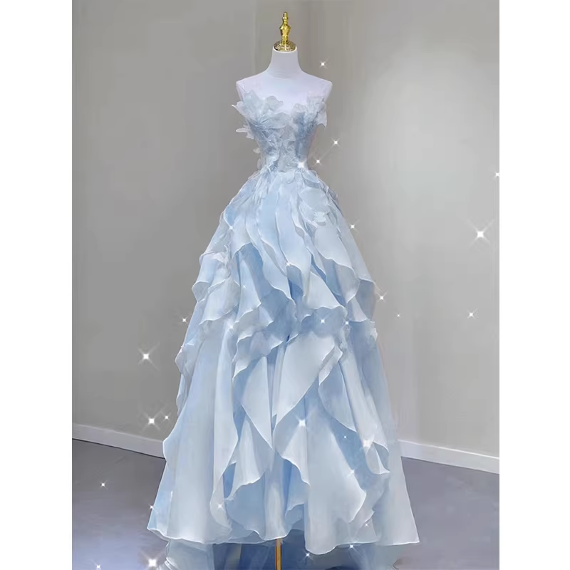 Dreamy Pink Ruffles Princess Dress,Pink Ball Gown Y1971