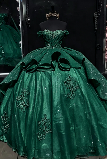 Luxury Quinceanera Dresses Applique Corset Ball Gown Prom Sweet 16 Dress Y4144