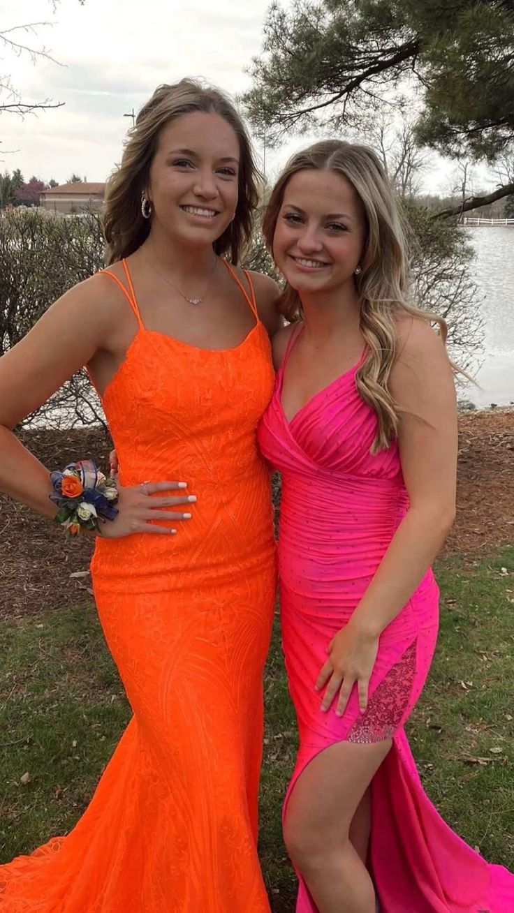 Elegant Orange Mermaid Prom Dress,Chic Evening Dress Y5402