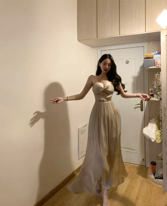 Sexy Strapless Sweetheart Neck Pleated Mermaid Guest Dress Long Party Gown SP293