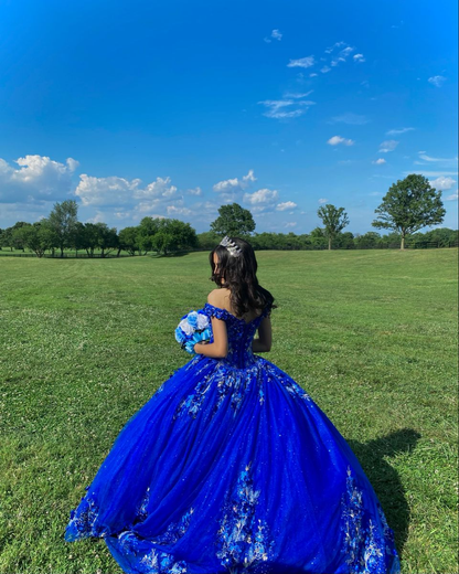 Royal Blue Ball Gown Quinceanera Dresses 3D Flower Sweetheart Sweet 15 16 Prom Party Gowns Y2821