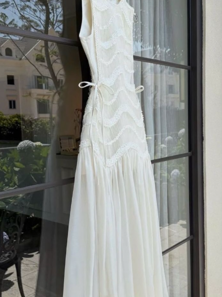 Classy Sleeveless Off White Chiffon Mermaid Long Party Dress Prom Gown SP1998