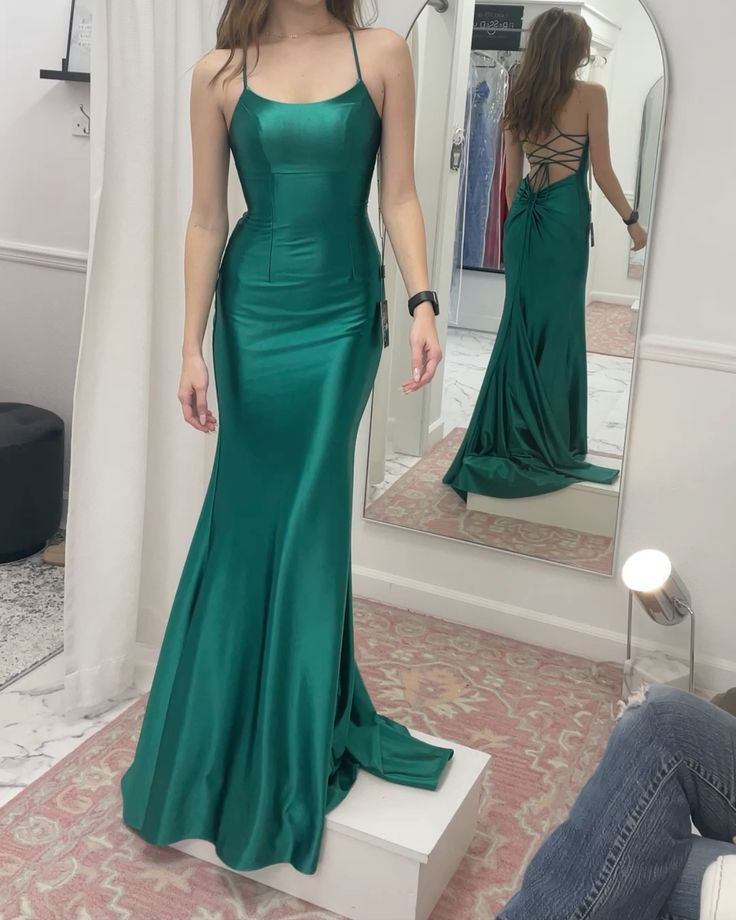 Classy Green Mermaid Prom Dress,Green Evening Dress Y7358