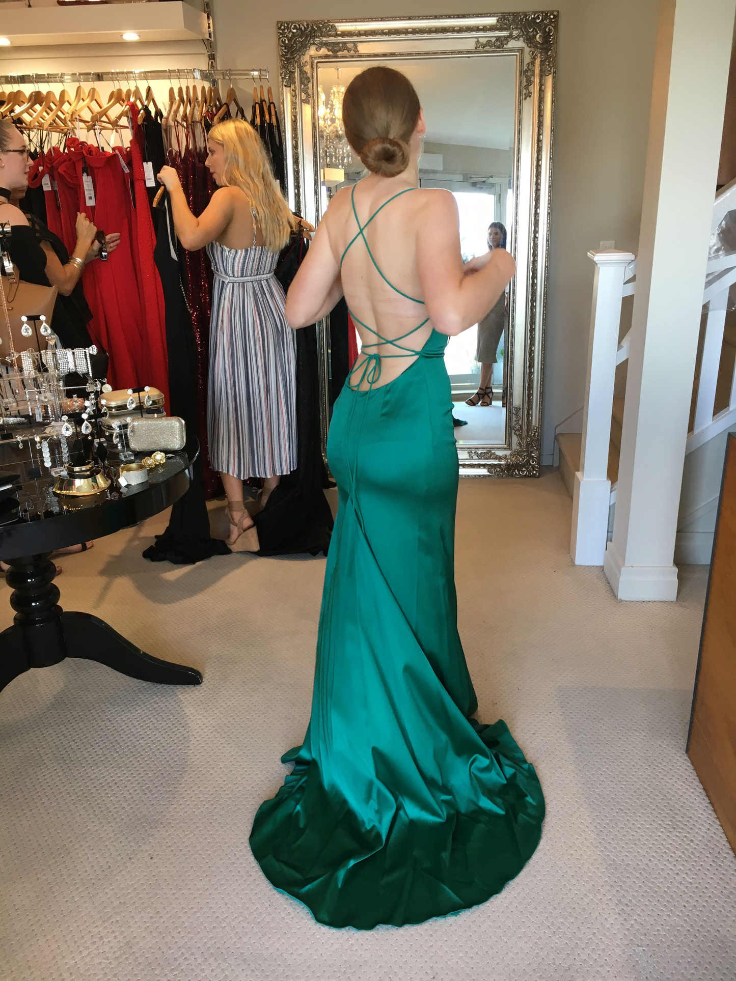 Simple Green Prom Dresses Long Prom Dress Fashion School Dance Dress Winter Formal Dress Y2950