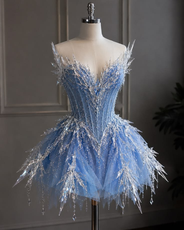 Fairy Strapless Blue Tulle Beaded Rhinestones A Line Short Homecoming Dress Birthday Outfits SP3436