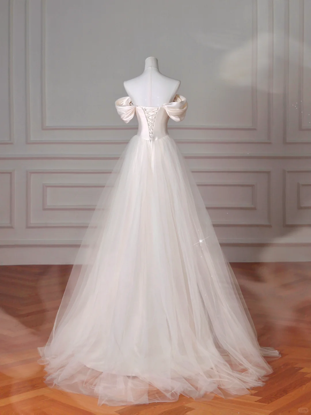 Elegant White off The Shoulder Satin Beaded Mermaid Wedding Dress Y8617