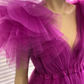 Fuchsia A-line V Neck Tulle Prom Dress  Y2759