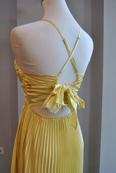 Charming Yellow A-line Pleated Prom Dress,Yellow Graduation Dress  Y7374