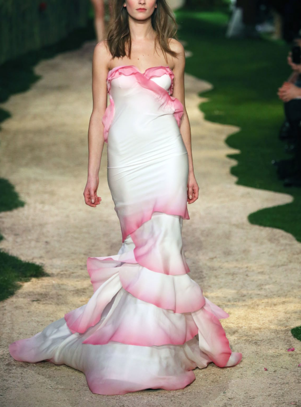 Pretty Strapless Chiffon layered Ruffles Mermaid Party Dress Long Prom Gown SP379