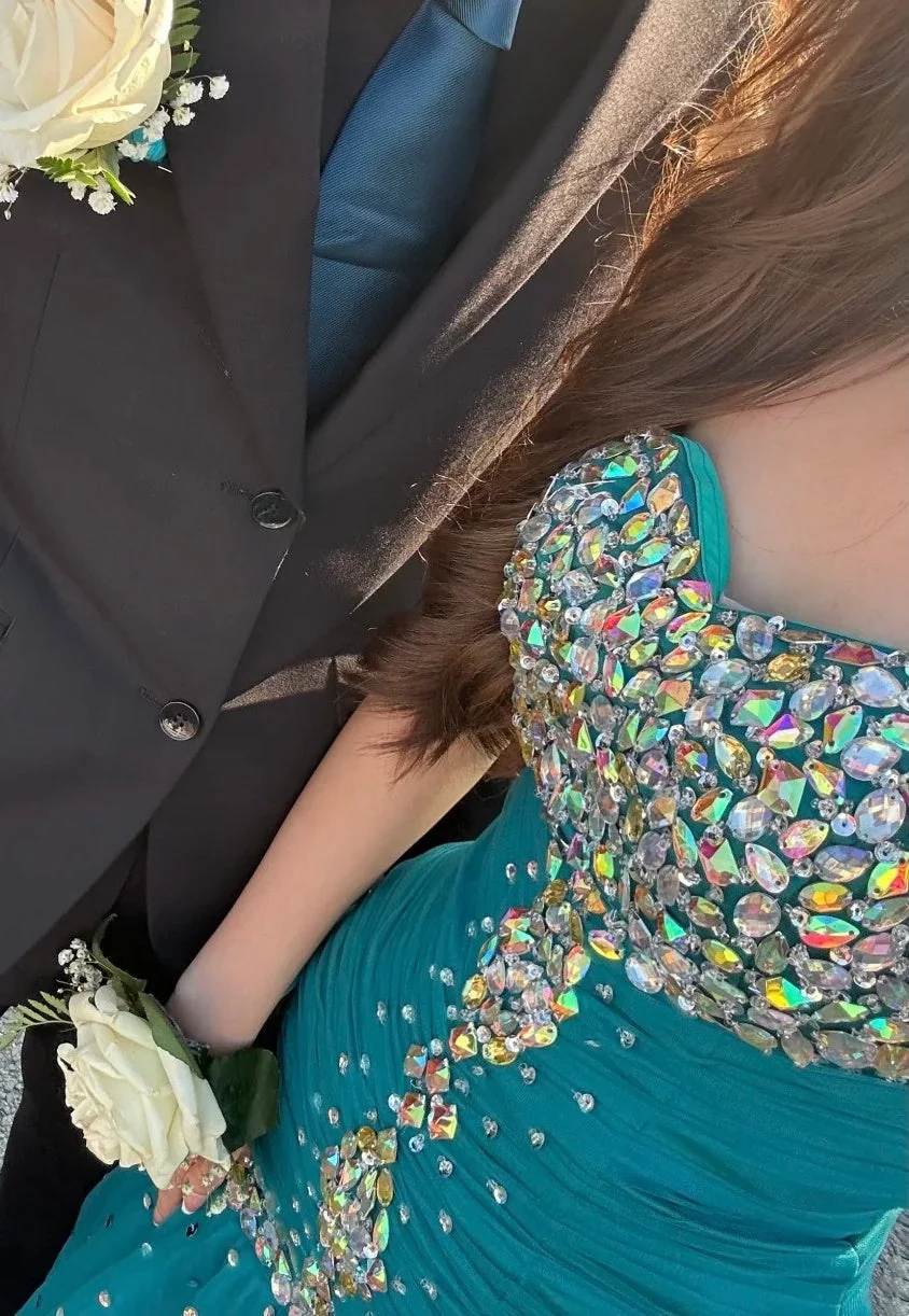 Gorgeous Teal Sweetheart Neck Tulle Beaded Mermaid Long Party Dress Party Gown SP3880