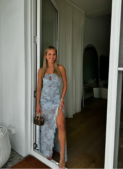 Chic Chiffon Print Floral Long Prom Dress,Strapless Slit Party Evening Dress Y8238